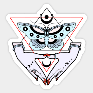 Moon Butterfly In Witch Hands Sticker